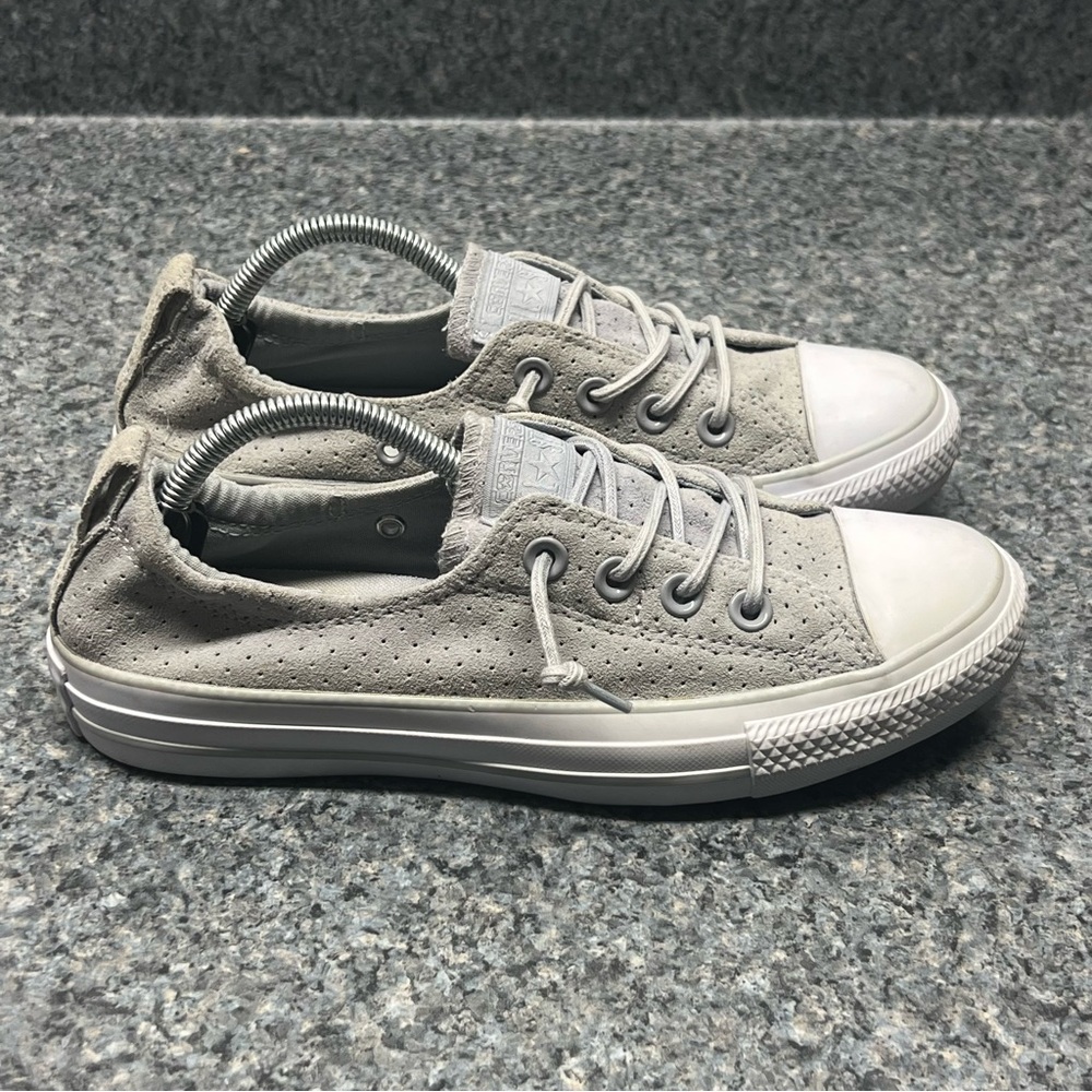 Converse CT All Star Shoreline Gray Suede Perforated Slip-On Shoes | Women’s 7